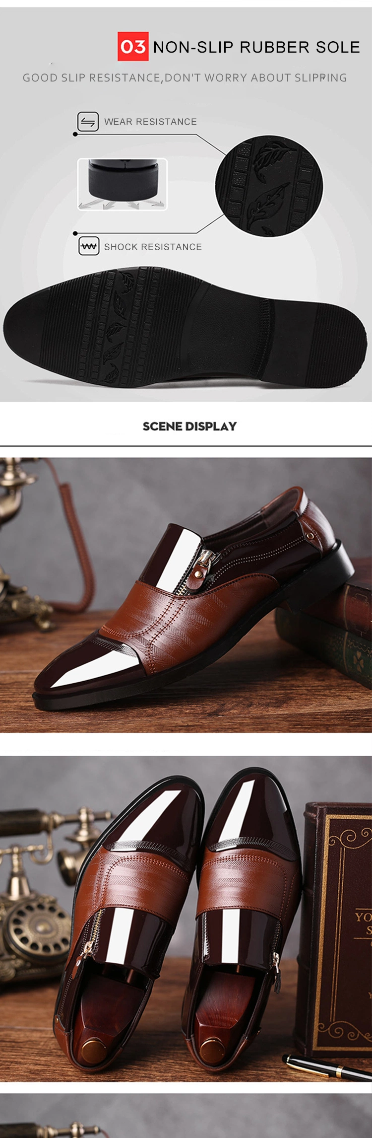 New Large Size Men Business Shoe Formal Leather Shoes Mens Comfortable Slip-on Casual Wholesale Men′ S Dress Shoes